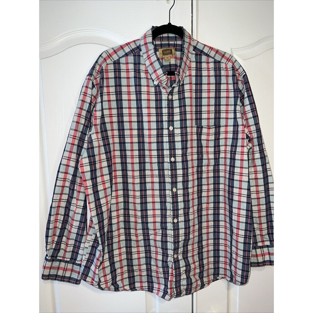 Foundry Mens 2XL Plaid Long Sleeve Button Down Shirt Blue Gray Pink Casual Work